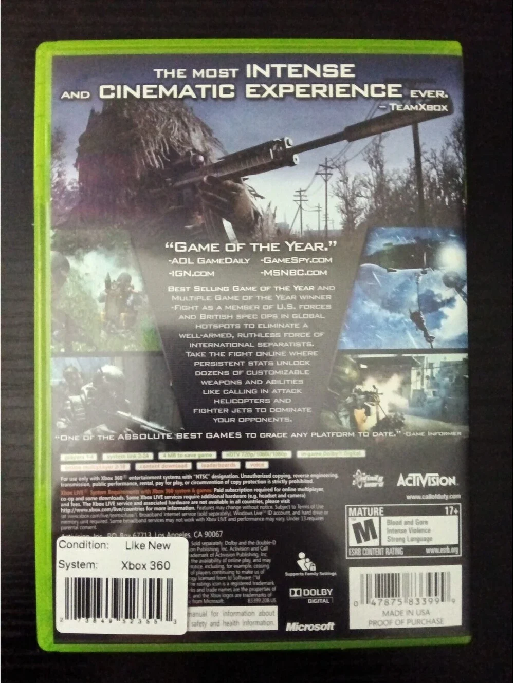 Call of Duty: Modern Warfare Game of the Year - Microsoft Xbox 360